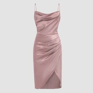 Cider Pink Satin Midi Dress